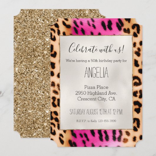 Girly Pink Cream Luipaard Print Kaart (Voorkant / Achterkant)