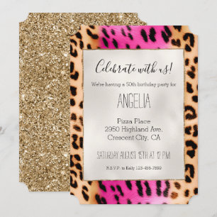 Girly Pink Cream Luipaard Print Kaart