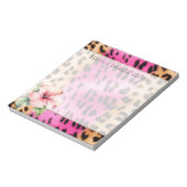 Girly Pink Cream Zwart Leopard Hibiscus Bloem Notitieblok (Linkerzijde)
