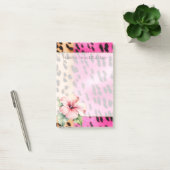 Girly Pink Cream Zwart Leopard Hibiscus Bloem Post-it® Notes (Kantoor)