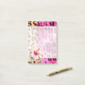 Girly Pink Cream Zwart Leopard Hibiscus Bloem Post-it® Notes (Op bureau)