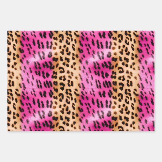 Girly Pink Cream Zwart Luipaard Print Inpakpapier Vel (Voorkant 3)