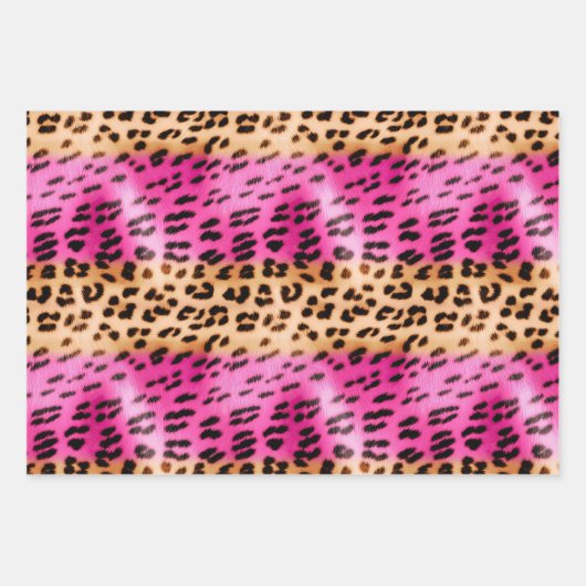 Girly Pink Cream Zwart Luipaard Print Inpakpapier Vel (Voorkant)
