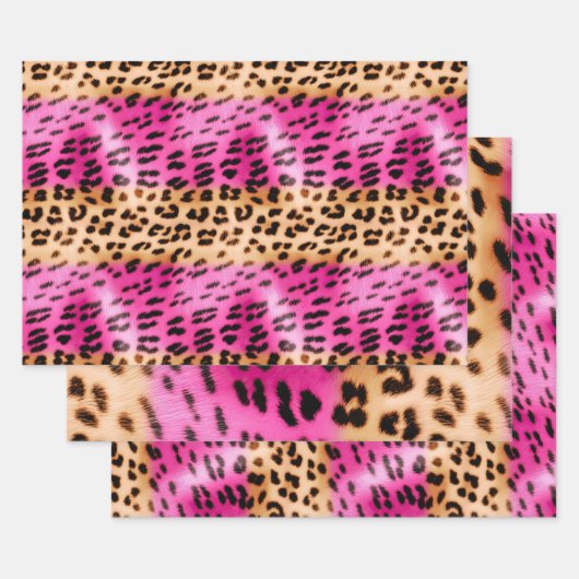 Girly Pink Cream Zwart Luipaard Print Inpakpapier Vel (Set)