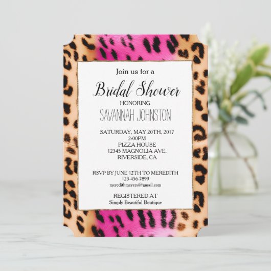 Girly Pink Cream Zwart Luipaard Print Kaart (Staand voorkant)