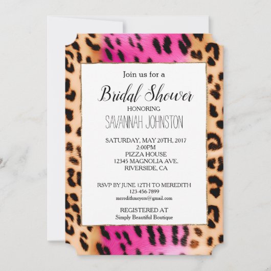 Girly Pink Cream Zwart Luipaard Print Kaart (Voorkant)