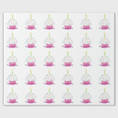 Girly Pink Cupcake Birthday Cadeaupapier (Vlak)