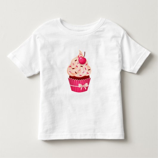 Girly Pink Cupcake Met Sprinkles en Cherry Kinder Shirts (Voorkant)