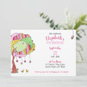 Girly Pink Cupcake Tree Birthday Party Invitation Kaart (Staand voorkant)