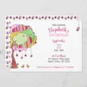 Girly Pink Cupcake Tree Birthday Party Invitation Kaart (Voorkant / Achterkant)