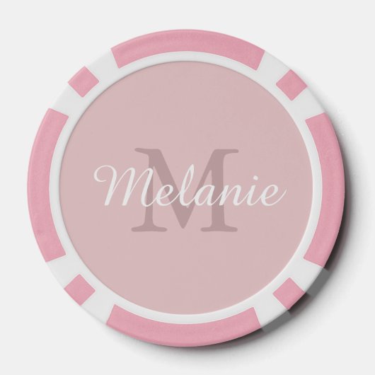 Girly Pink Custom Monogram Name and Initial Poker Chips (Achterkant)