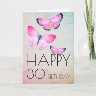 Girly Pink Cute Elegant Waterverf Birthday Modern Kaart
