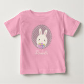 Girly Pink Cute Kawaii Bunny & Flowers Custom Name (Voorkant)