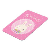 Girly Pink Cute Kawaii Bunny & Flowers Custom Name Magneet (Linkerzijde)