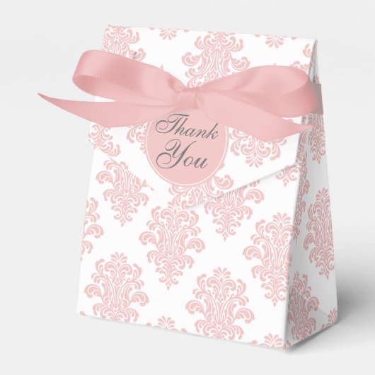 Girly Pink Damask Custom Bedankdoosjes (Voorkant Zijde)