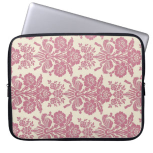 Girly Pink Damask Laptop Sleeve