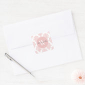 Girly Pink Damask Monogram Vierkante Sticker (Envelop)