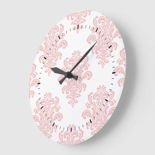 Girly Pink Damask Pattern Grote Klok (Hoek)