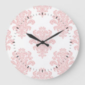 Girly Pink Damask Pattern Grote Klok (Voorkant)
