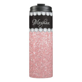 Girly Pink Diamond Personalized Thermal Tumbler Thermosbeker