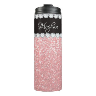 Girly Pink Diamond Personalized Thermal Tumbler Thermosbeker