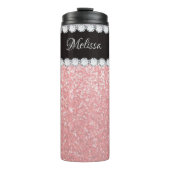 Girly Pink Diamond Personalized Thermal Tumbler Thermosbeker (Voorkant)