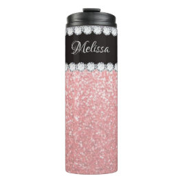 Girly Pink Diamond Personalized Thermal Tumbler Thermosbeker