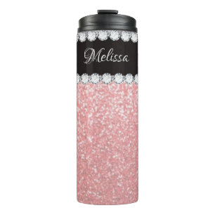 Girly Pink Diamond Personalized Thermal Tumbler Thermosbeker