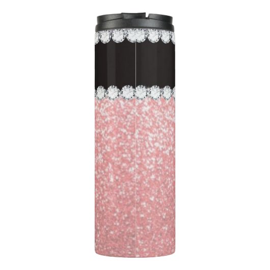 Girly Pink Diamond Personalized Thermal Tumbler Thermosbeker (Achterkant)