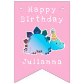 Girly Pink Dinosaur Birthday Party Decorations Vlaggetjes (Derde vlag)