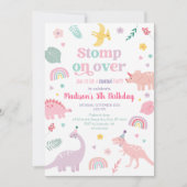 Girly Pink Dinosaurus Verjaardag Kaart (Voorkant)