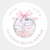 Girly Pink Disco Ball Elegant Vrijgezellenfeest Ronde Sticker (Voorkant)