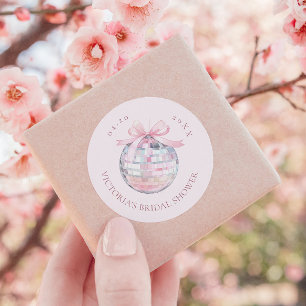 Girly Pink Disco Ball Elegant Vrijgezellenfeest Ronde Sticker