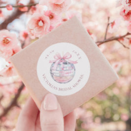 Girly Pink Disco Ball Elegant Vrijgezellenfeest Ronde Sticker