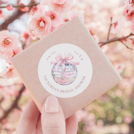 Girly Pink Disco Ball Elegant Vrijgezellenfeest Ronde Sticker