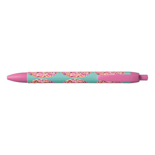 Girly Pink Donut Sprinkles Personalized Zwarte Inkt Pen (Achterkant)