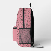 Girly Pink Doodle Retro Design Bedrukte Rugzak (Rechts)