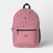 Girly Pink Doodle Retro Design Bedrukte Rugzak (Voorkant)
