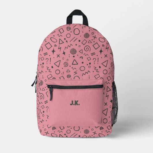 Girly Pink Doodle Retro Design Bedrukte Rugzak (Voorkant)
