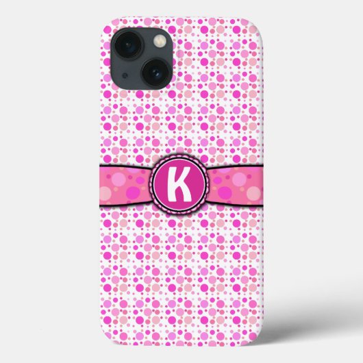 Girly Pink Dot Monogram Patroon Case-Mate iPhone Case (Achterkant)