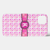 Girly Pink Dot Monogram Patroon Case-Mate iPhone Case (Achterkant (horizontaal))