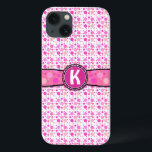 Girly Pink Dot Monogram Patroon iPhone 13 Hoesje<br><div class="desc">Deze schattige,  girly design shows roze polka stippen en een ruimte die u kunt personaliseren / aanpassen. Voeg je eigen monogram/initiaal toe in het veld "Personaliseer het". Het is een helder,  kleurrijk,   patroon dat een geweldig cadeau op maat zou zijn voor een stijlvolle,  trendy dame.</div>