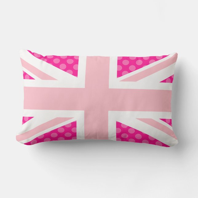 Girly Pink Dot Union Jack Kussen (Voorkant)