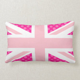 Girly Pink Dot Union Jack Kussen