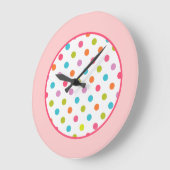 Girly Pink Dots Clock Grote Klok (Hoek)