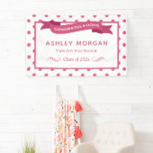 Girly Pink Dots Congrats Graduation Party Spandoek (Insitu)