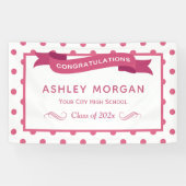 Girly Pink Dots Congrats Graduation Party Spandoek (Horizontaal)