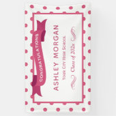 Girly Pink Dots Congrats Graduation Party Spandoek (Verticaal)