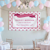 Girly Pink Dots Congrats Graduation Party Spandoek