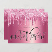 Girly Pink Drips, jij bent mijn bruidsmeisje Kaart (Voorkant / Achterkant)
